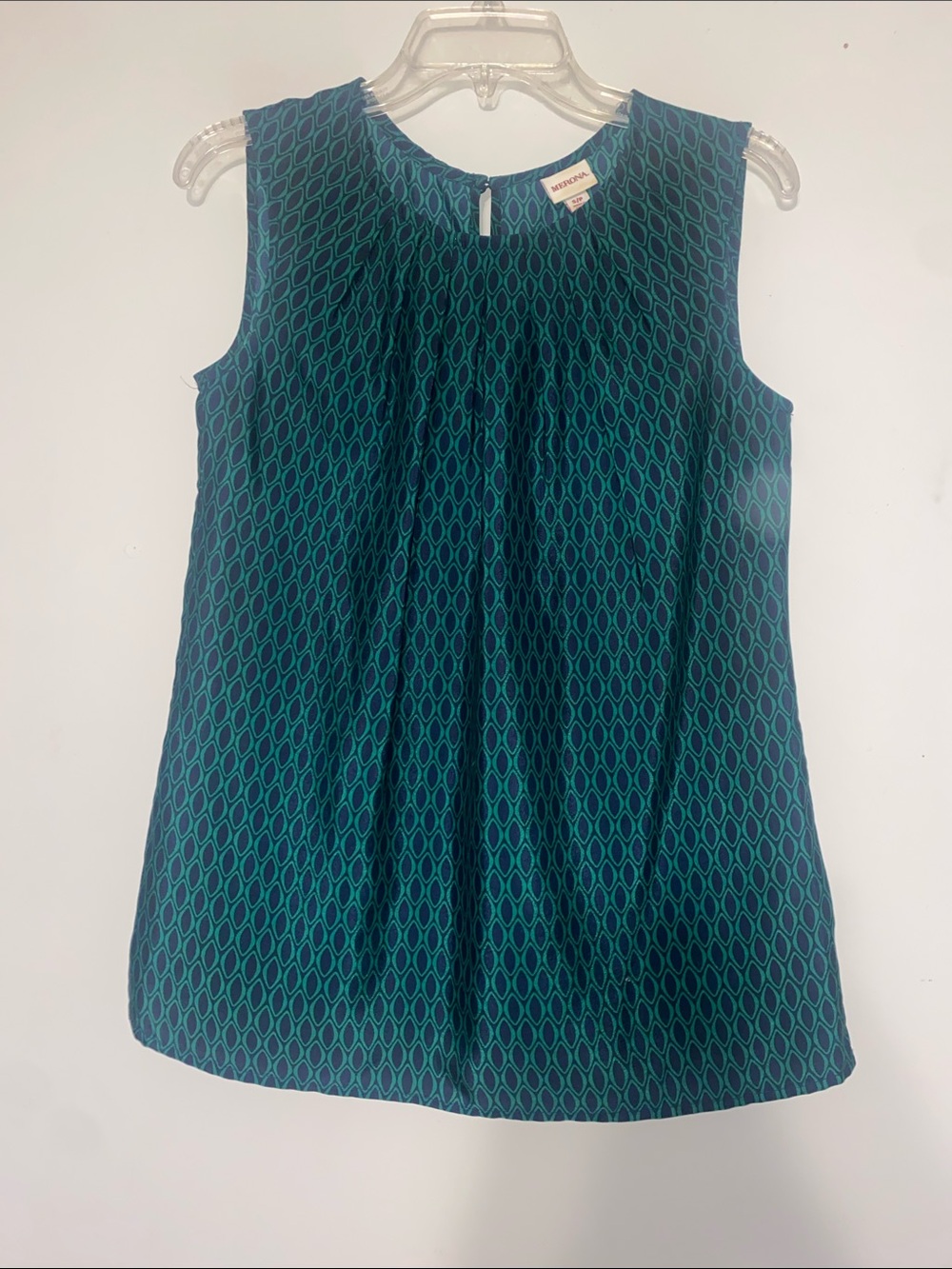 Merona Teal and Navy Sleeveless Printed Blouse